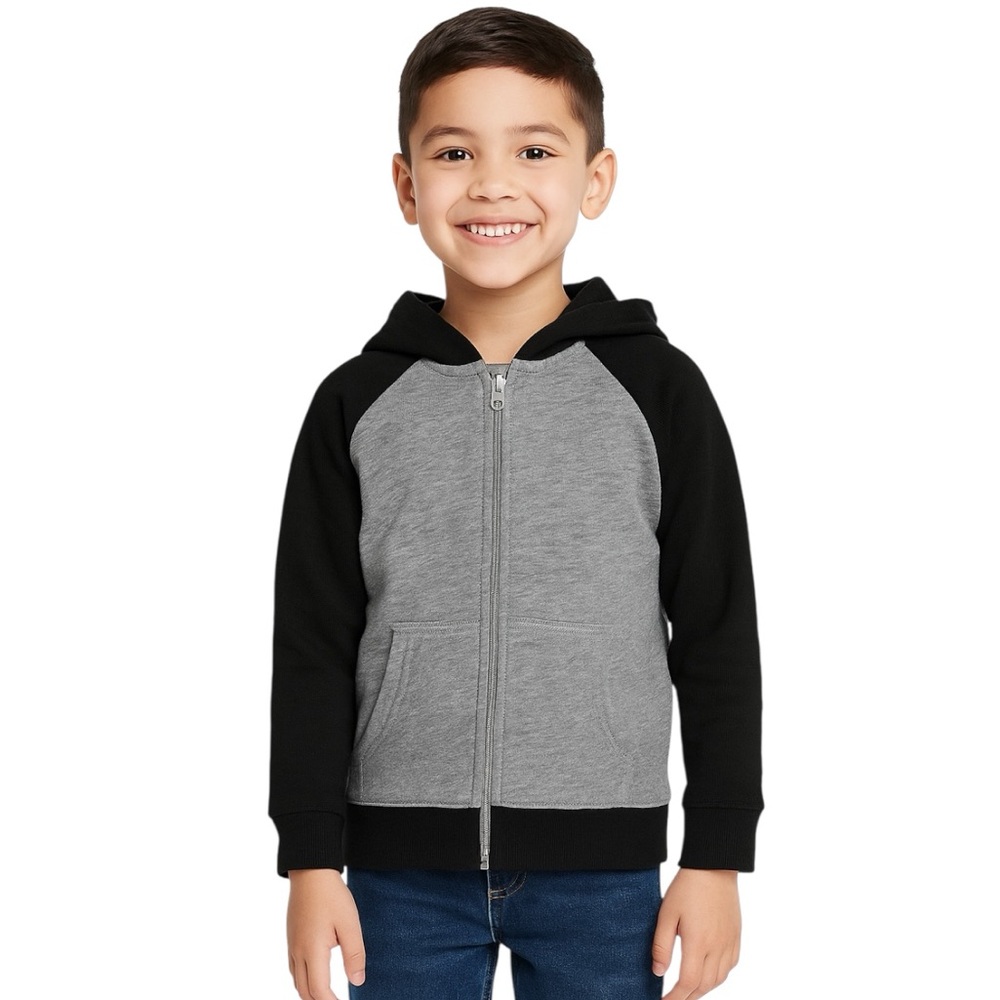 Jumping Beans Boys Size 7 Gray Black Full Zip Hoodie